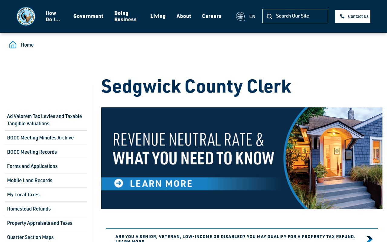 Sedgwick County Clerk administrative office page