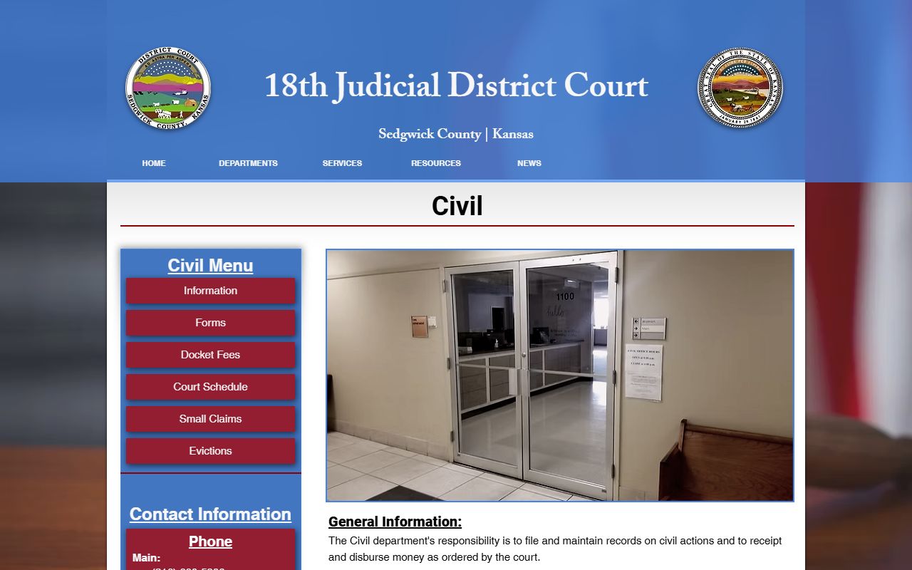 Sedgwick County Clerk of the District Court civil department records page