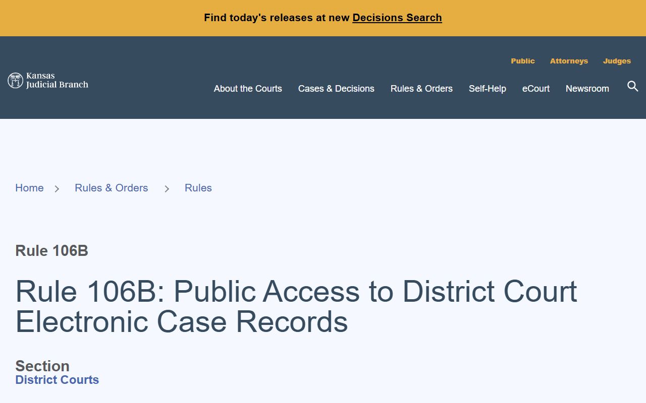 Sedgwick County court records Rule 106B public access source