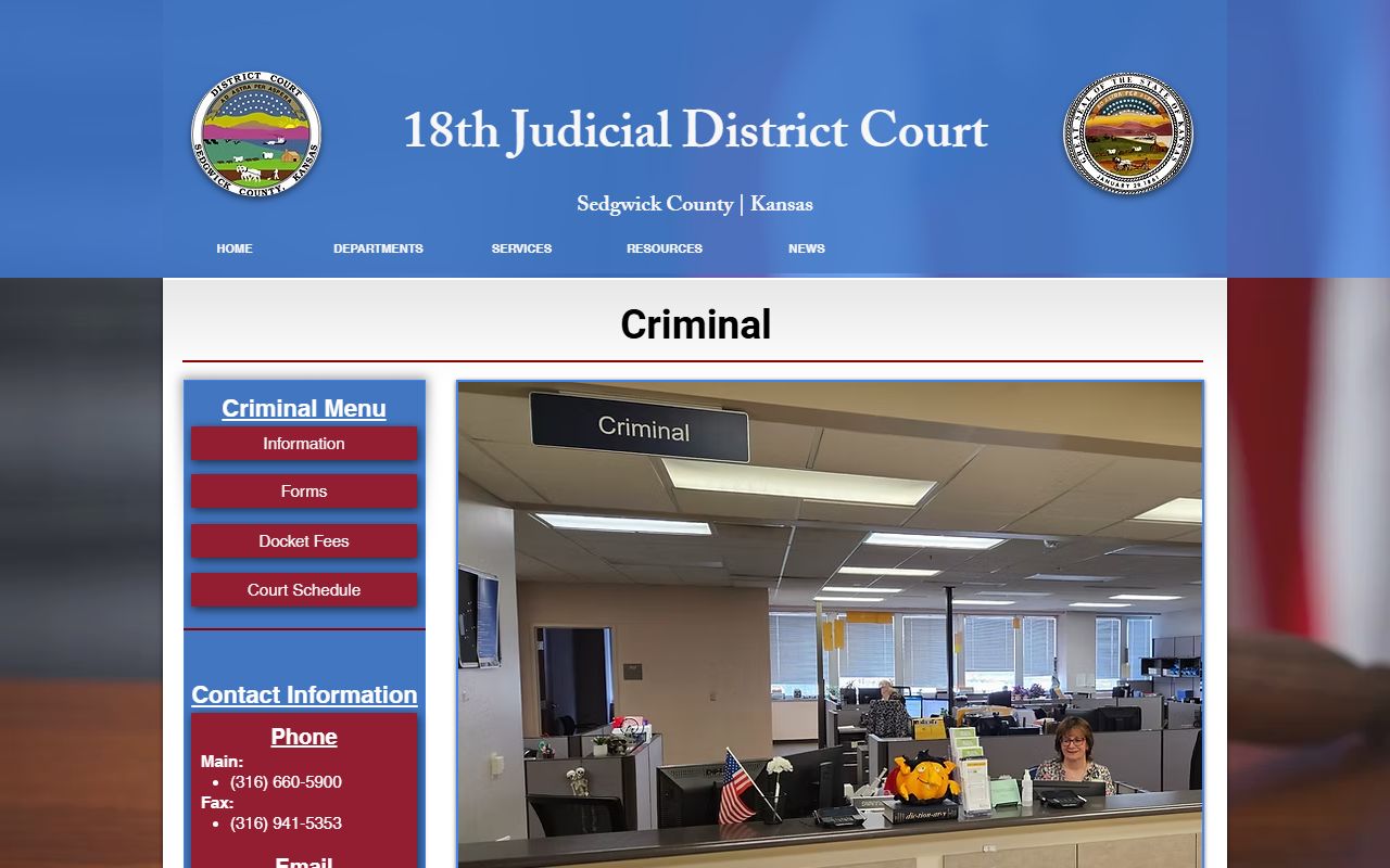 Sedgwick County criminal court records DC18 Criminal Department source