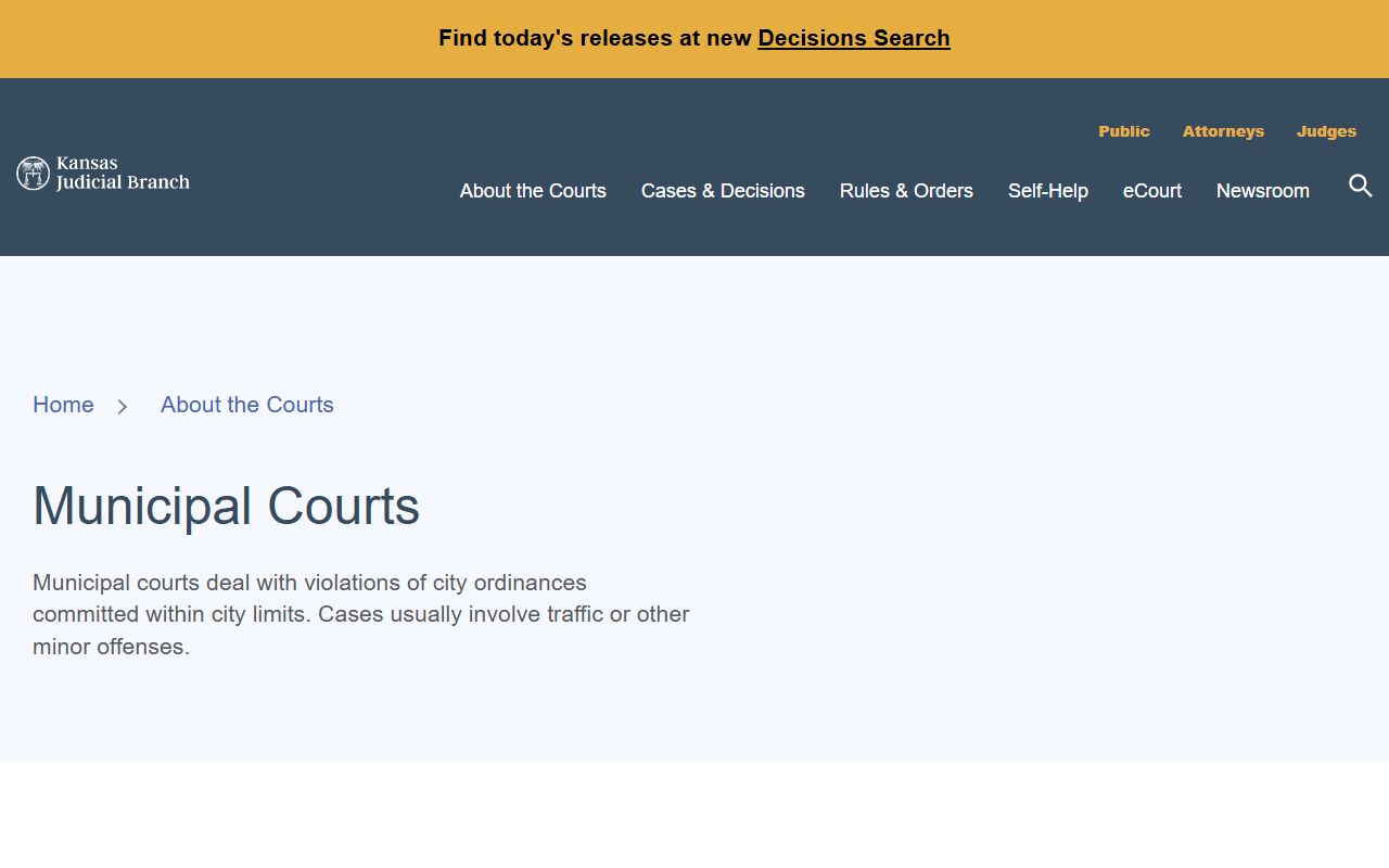 Sedgwick County District Court records Kansas municipal courts page