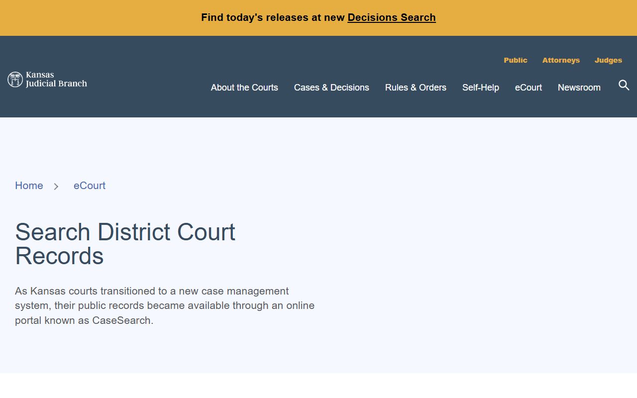 Sedgwick County court records Kansas district court records page