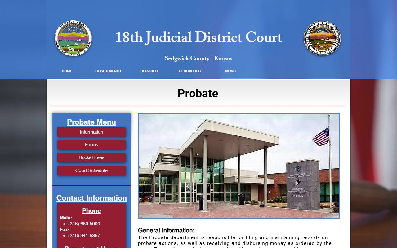 Sedgwick County probate records DC18 Probate Department source