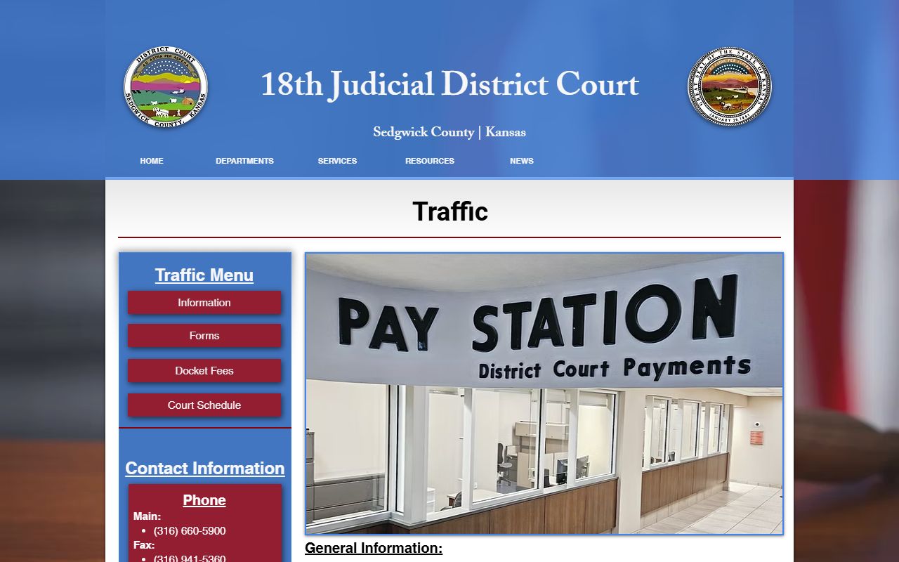 Sedgwick County traffic court records DC18 Traffic Department page